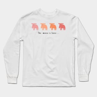 4 Mooses in living coral Long Sleeve T-Shirt